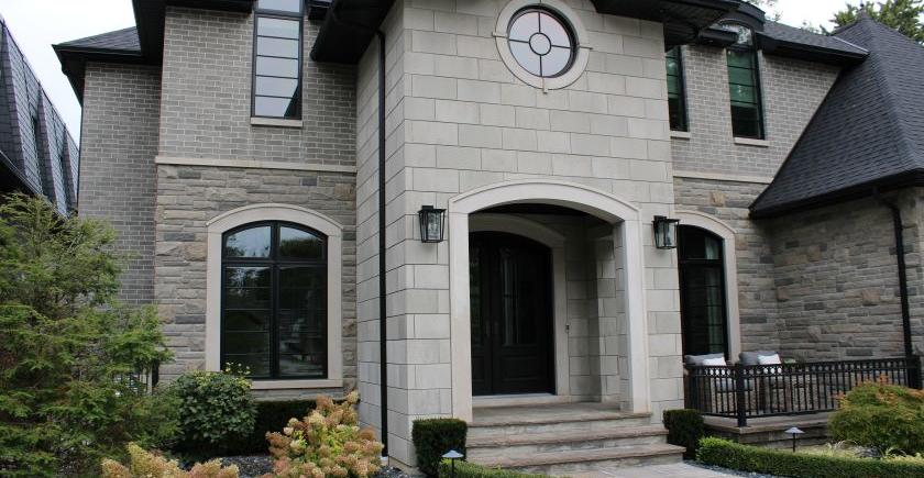 Front of house in brick & stone